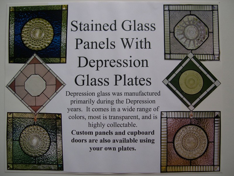 Stained Glass Panels With Depression Glass Plates