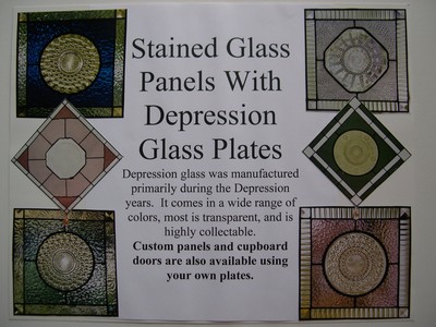 Stained Glass Panels With Depression Glass Plates