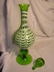 Art Glass Footed Decanter Green Beaded Cameo
