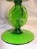 Art Glass Footed Decanter Green Beaded Cameo