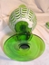 Art Glass Footed Decanter Green Beaded Cameo
