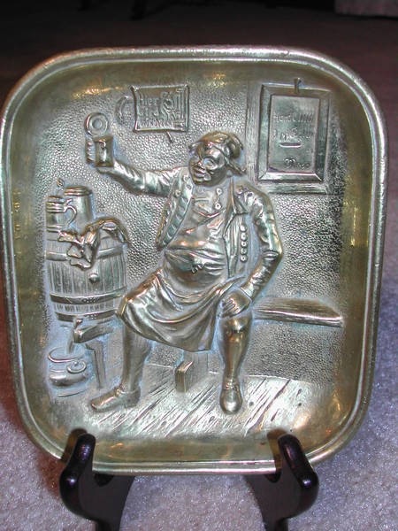 Vintage Brass Pipe Tray-Tavern Scene (Germany)