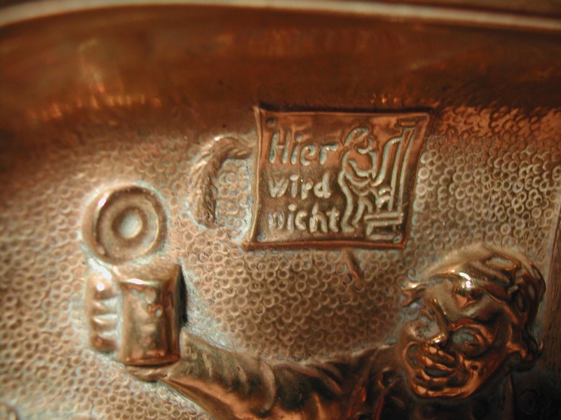 Vintage Brass Pipe Tray-Tavern Scene (Germany)