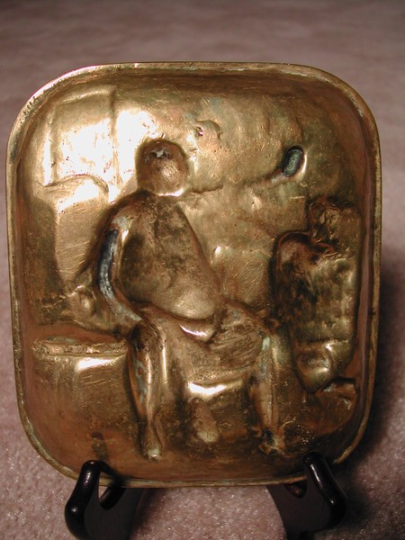 Vintage Brass Pipe Tray-Tavern Scene (Germany)