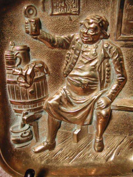 Vintage Brass Pipe Tray-Tavern Scene (Germany)