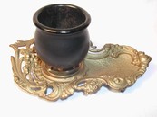 A Vintage Rococo Style Metal & Wood Pipe Holder Tray