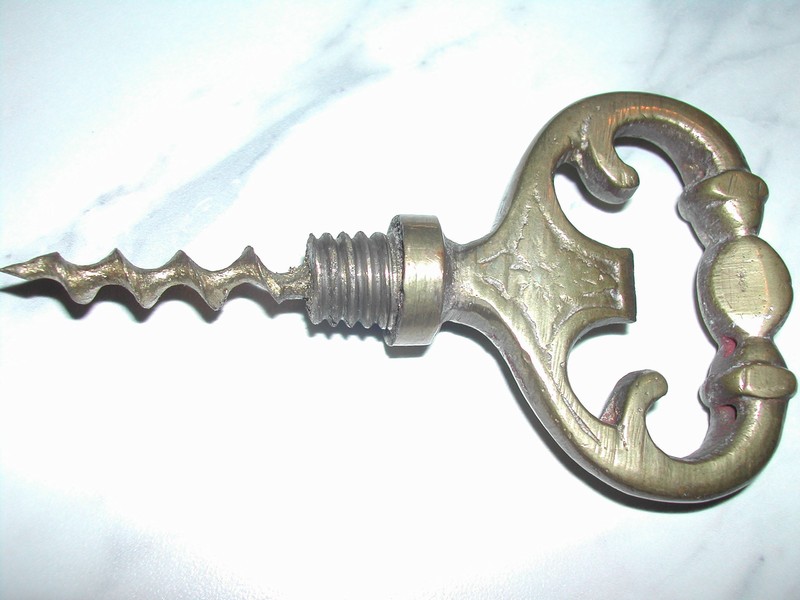 Large Brass Skeleton Key Corkscrew / Paperweight Vintage
