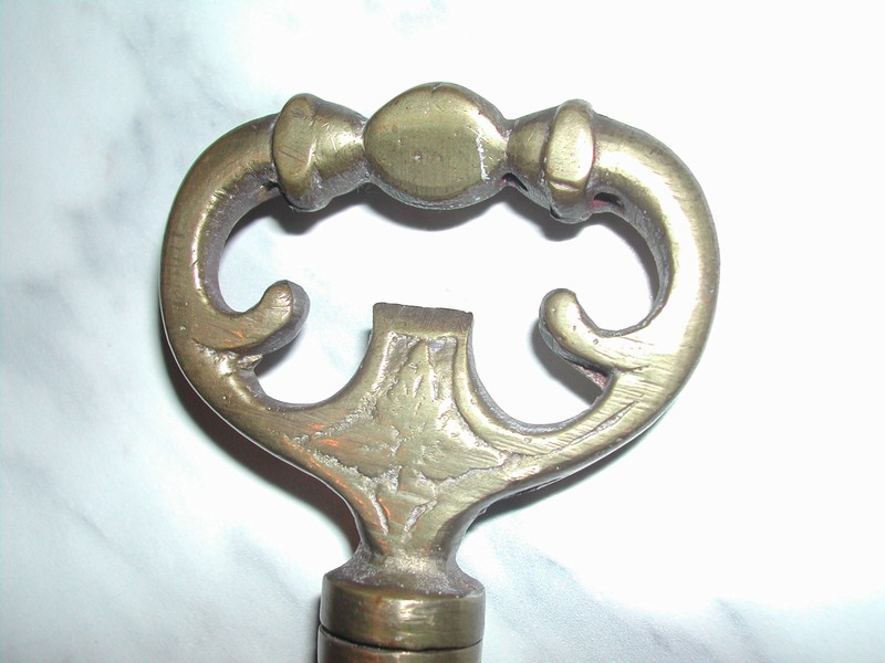 Large Brass Skeleton Key Corkscrew / Paperweight Vintage