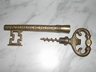 Large Brass Skeleton Key Corkscrew / Paperweight Vintage
