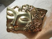 Fantastic JJ Retro Exotic Lady Gold Tone Brooch Pin
