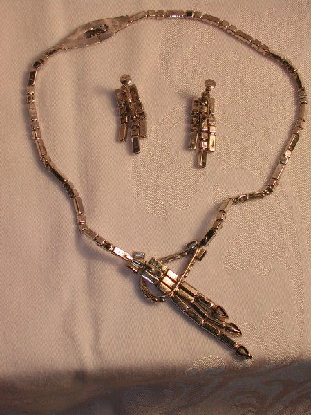Rhinestone/Sterling by Phyllis Fashion Jewelry Necklace/Earrings
