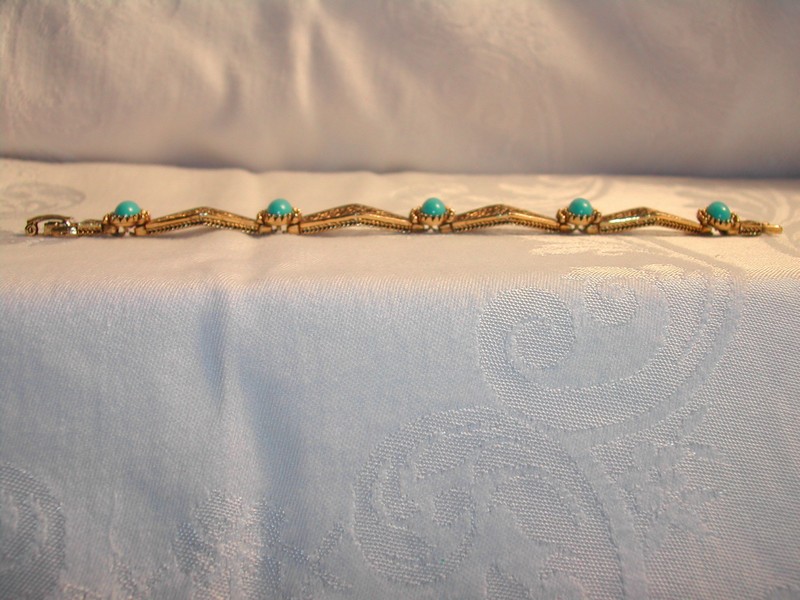Faux Turquoise Filigree Bracelet Arthur Pepper 1955-80
