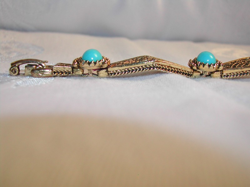 Faux Turquoise Filigree Bracelet Arthur Pepper 1955-80