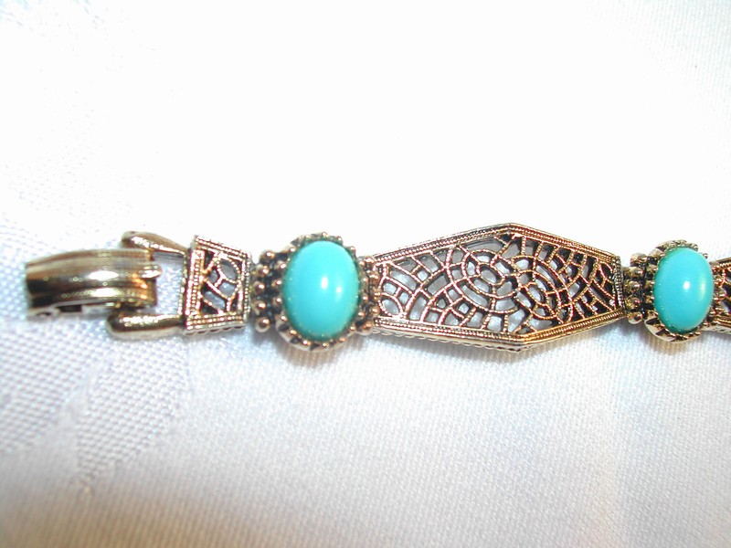 Faux Turquoise Filigree Bracelet Arthur Pepper 1955-80