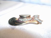 Trifari Rhinestone Gold Tone Hat Pin