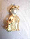 JJ Jonette Jewelry Co. Gold Tone Little Boy & Dog Pin