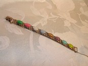 Sarah Coventry Brushed Silver tone Multicolor Cabochon Bracelet