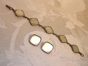 Hoffman Mother of Pearl Bracelet and Earrings Vintage