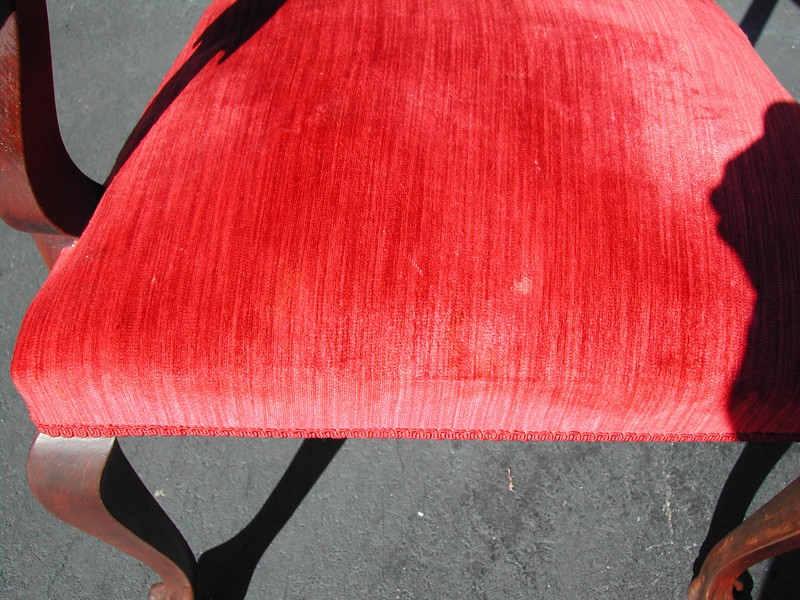 Chippendale Style Mahogany & Red Velvet Chairs