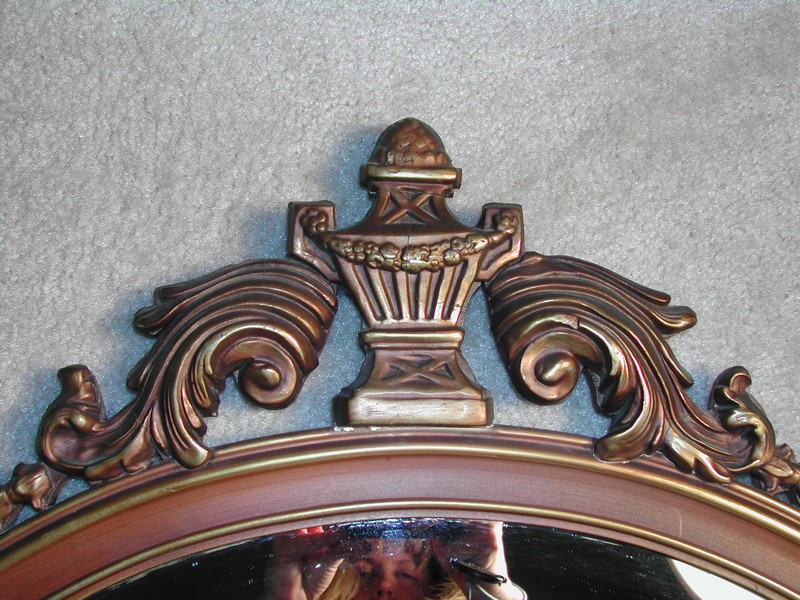 Vintage Oval Wood Frame 18th Century Style Mirror