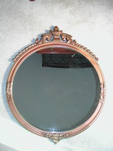 Vintage Oval Wood Frame 18th Century Style Mirror