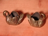 Little Vintage English Brass Swan Candlestick Holders