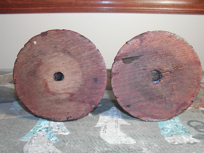 Rare Hand Carved 19th c. Treen Candlesticks - England