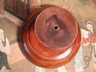 Vintage English Oak Pedestal Carved Fruit Bowl