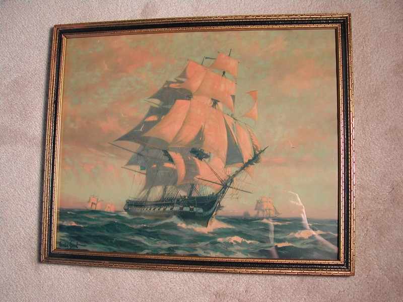 Vintage Gordon Grant 1927 U. S. Frigate Constitution Lithograph