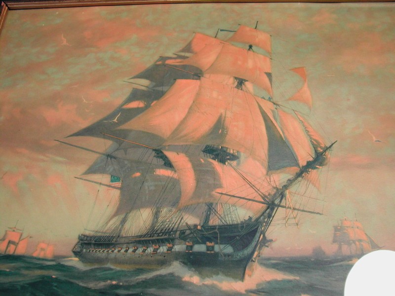 Vintage Gordon Grant 1927 U. S. Frigate Constitution Lithograph