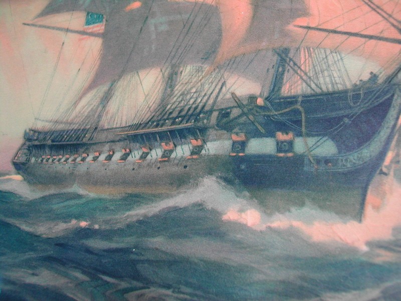 Vintage Gordon Grant 1927 U. S. Frigate Constitution Lithograph
