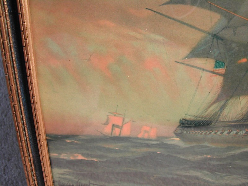 Vintage Gordon Grant 1927 U. S. Frigate Constitution Lithograph