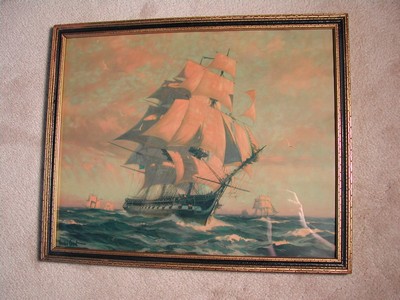 Vintage Gordon Grant 1927 U. S. Frigate Constitution Lithograph