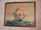Vintage Gordon Grant 1927 U. S. Frigate Constitution Lithograph