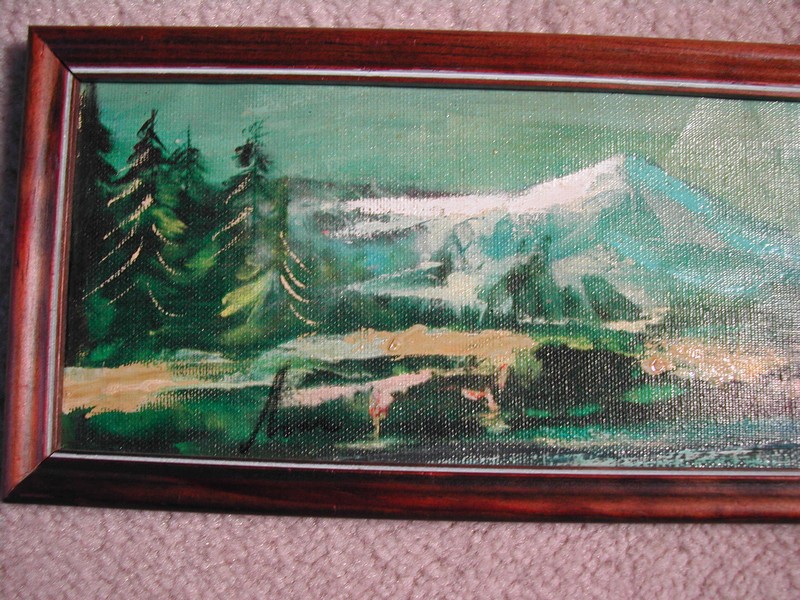 Pair Old Oil Landscape Paintings
