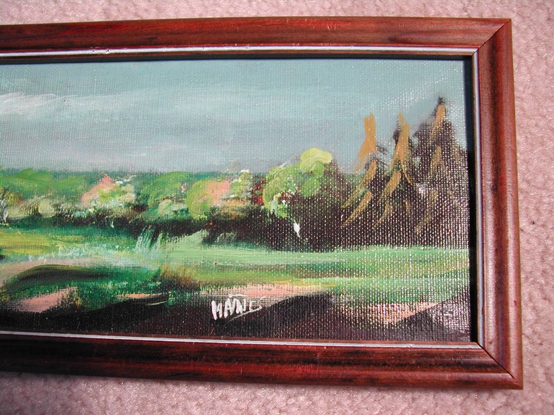Pair Old Oil Landscape Paintings
