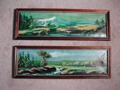 Pair Old Oil Landscape Paintings