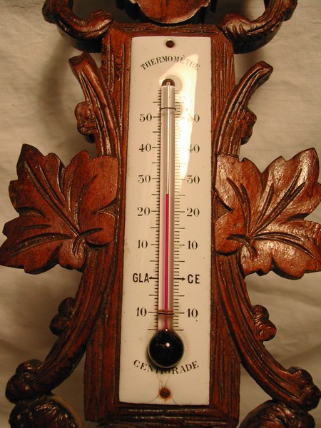 Hand Carved French Thermometer & Barometer c.1890-1900