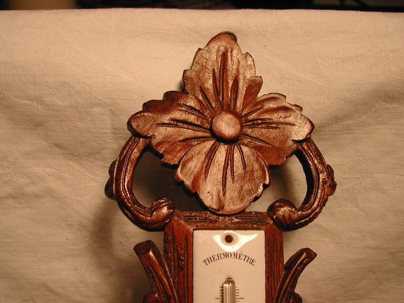 Hand Carved French Thermometer & Barometer c.1890-1900