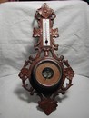 Hand Carved French Thermometer & Barometer c.1890-1900