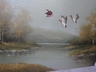 Old "Geese in the Wild" Oil Painting