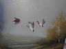 Old "Geese in the Wild" Oil Painting