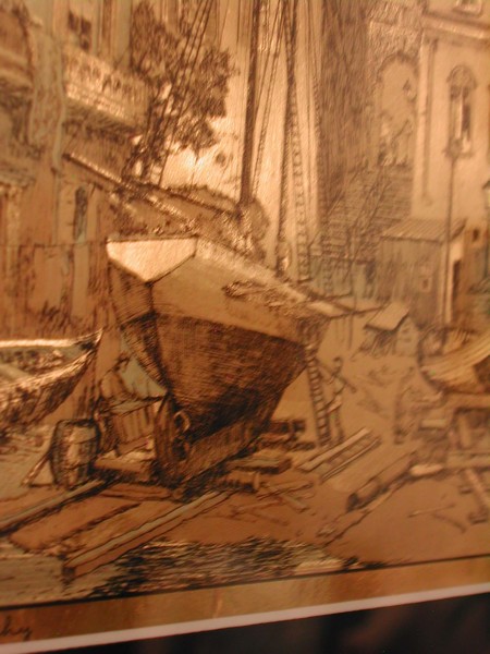 Vintage Lionel Barrymore Gold Foil Etching "Seaworthy"