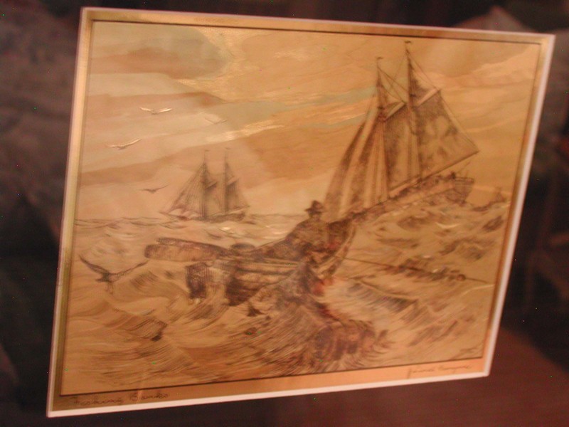 Vintage Lionel Barrymore Gold Foil Etching "Fishing Banks"