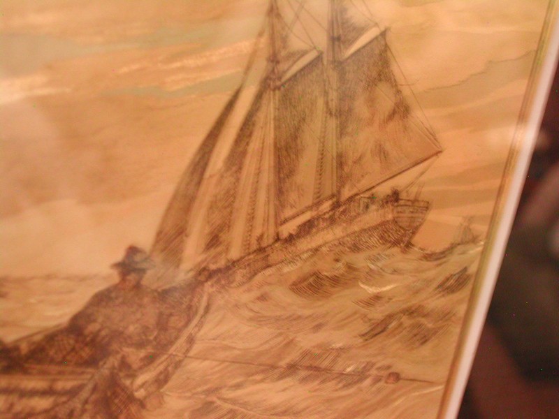 Vintage Lionel Barrymore Gold Foil Etching "Fishing Banks"