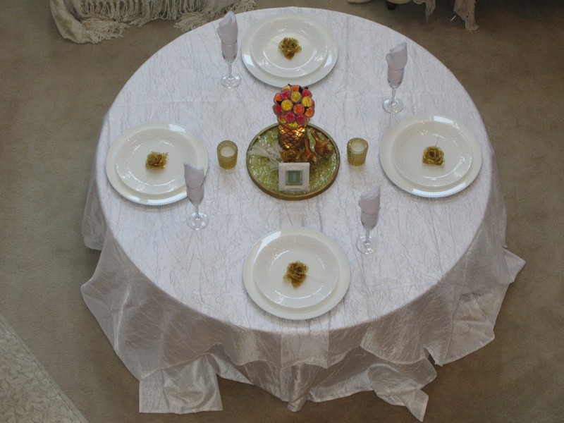French Country Gold & Rose Jewel Lighted Centerpiece