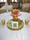 French Country Gold & Rose Jewel Lighted Centerpiece