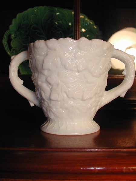 Rare Westmoreland "Bramble" Maple Leaf Milk Glass Cream/Sugar