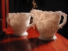 Rare Westmoreland "Bramble" Maple Leaf Milk Glass Cream/Sugar