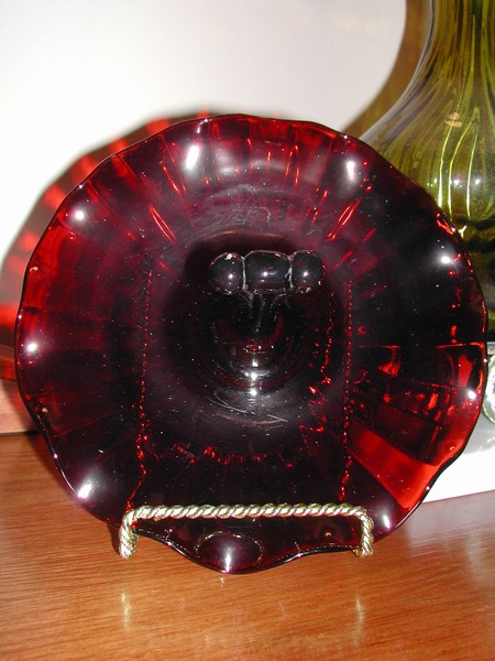 Royal Ruby Red Anchor Hocking Glass Candy Dish